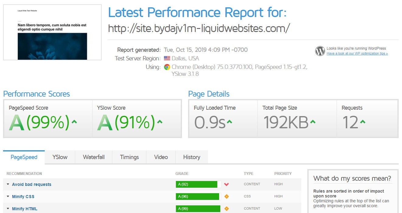 load times before optimization