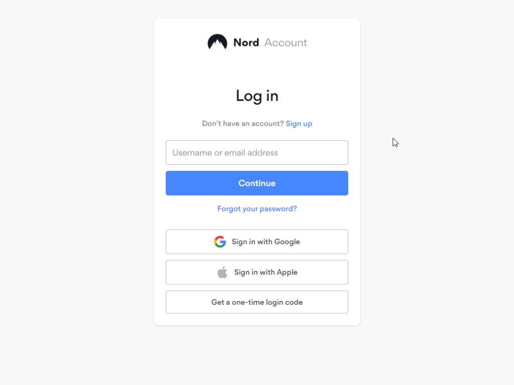 nordvpn login