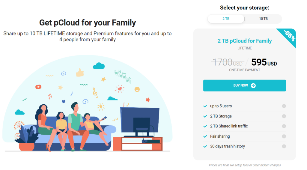 pcloud family lifetime plans pricing