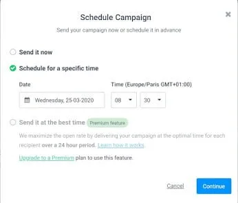 sendinblue schedule campaign