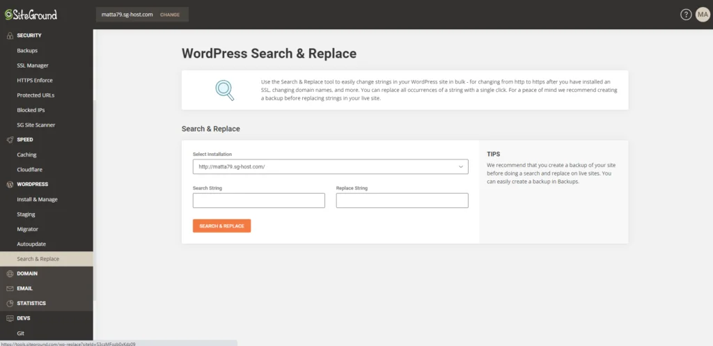 wordpress search & replace