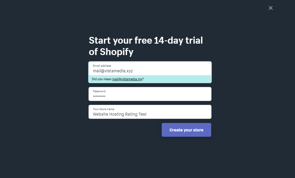 shopify sign up form
