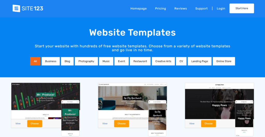 Site123 Website Templates