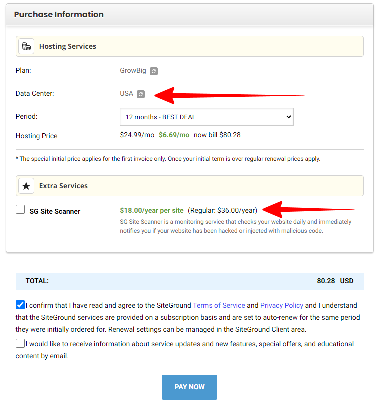 siteground payment