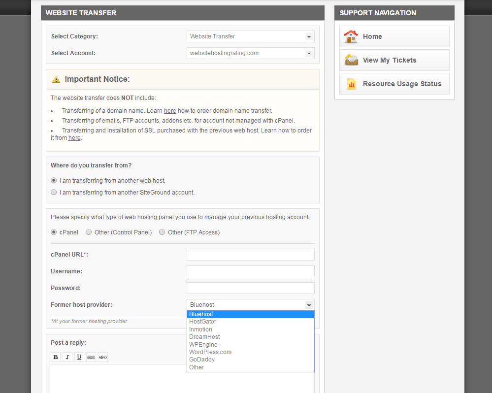 siteground website transfer