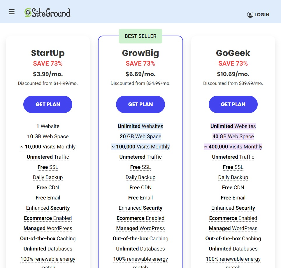 siteground plans