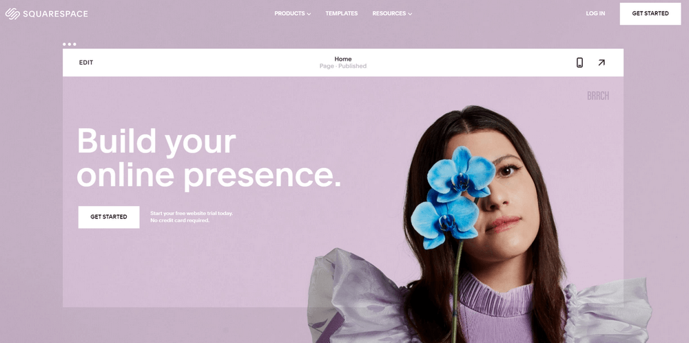 Squarespace's visually appealing homepage