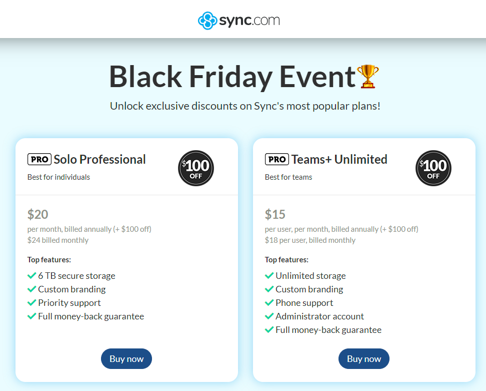 Sync.com Black Friday & Cyber Monday Deals