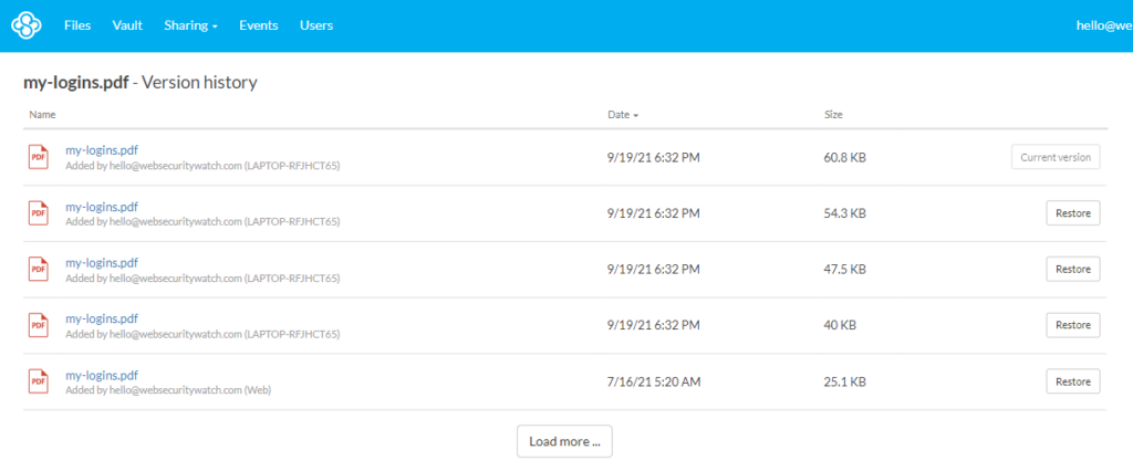 sync file versioning