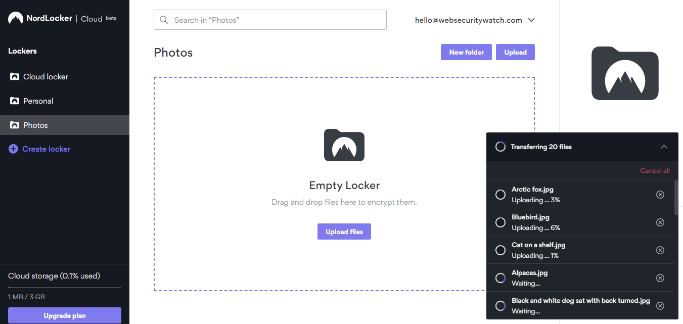 upload encrypted filees