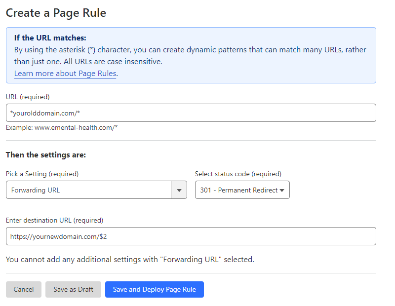 Cloudflare page rules