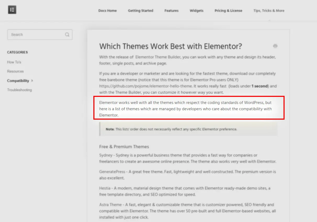 which themes work best with elementor