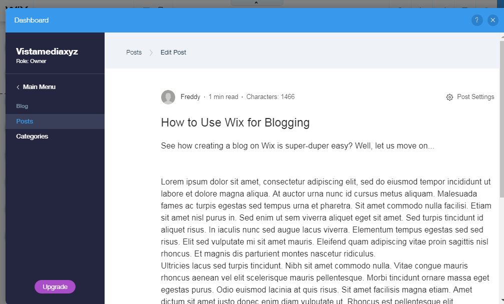 wix blog post editor