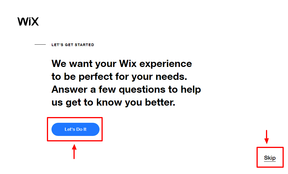 wix skippable welcome page