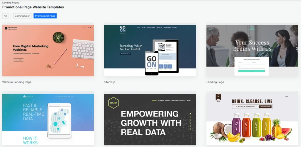 wix landing pages