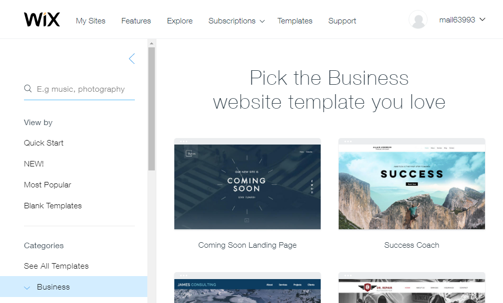 wix templates page