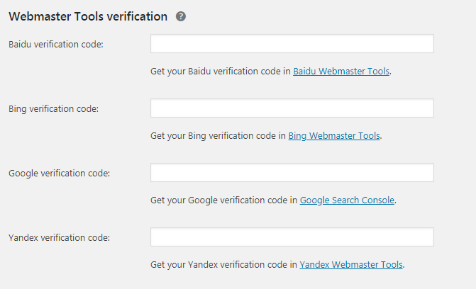 yoast webmaster tools tab