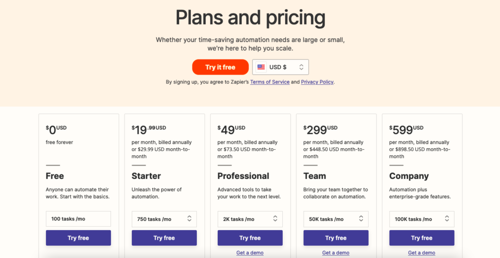 zapier pricing